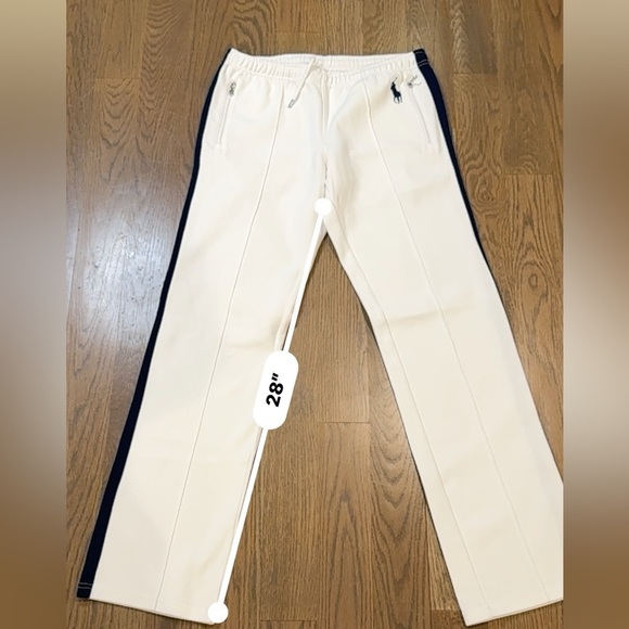 New RLX Ralph Lauren Logo horse Sweatpants Mens white Zip Pockets medium - Picture 7 of 10